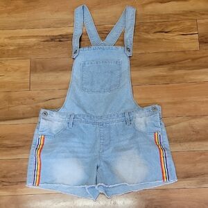 Size 14 Kids Arizona Jean Light Blue Denim Shorts Overalls